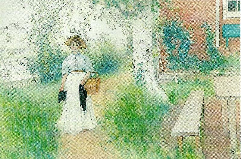 Carl Larsson martina  i tradgarden oil painting picture